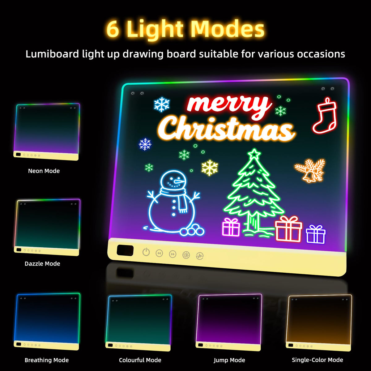 Led Drawing Board with 13 Light Effects, 16" Rechargeable Glow Doodle LED Note Board with Colors, Neon Light Up Drawing Tablet Gifts for Kids for Easter Birthday Christmas Gift Ideas