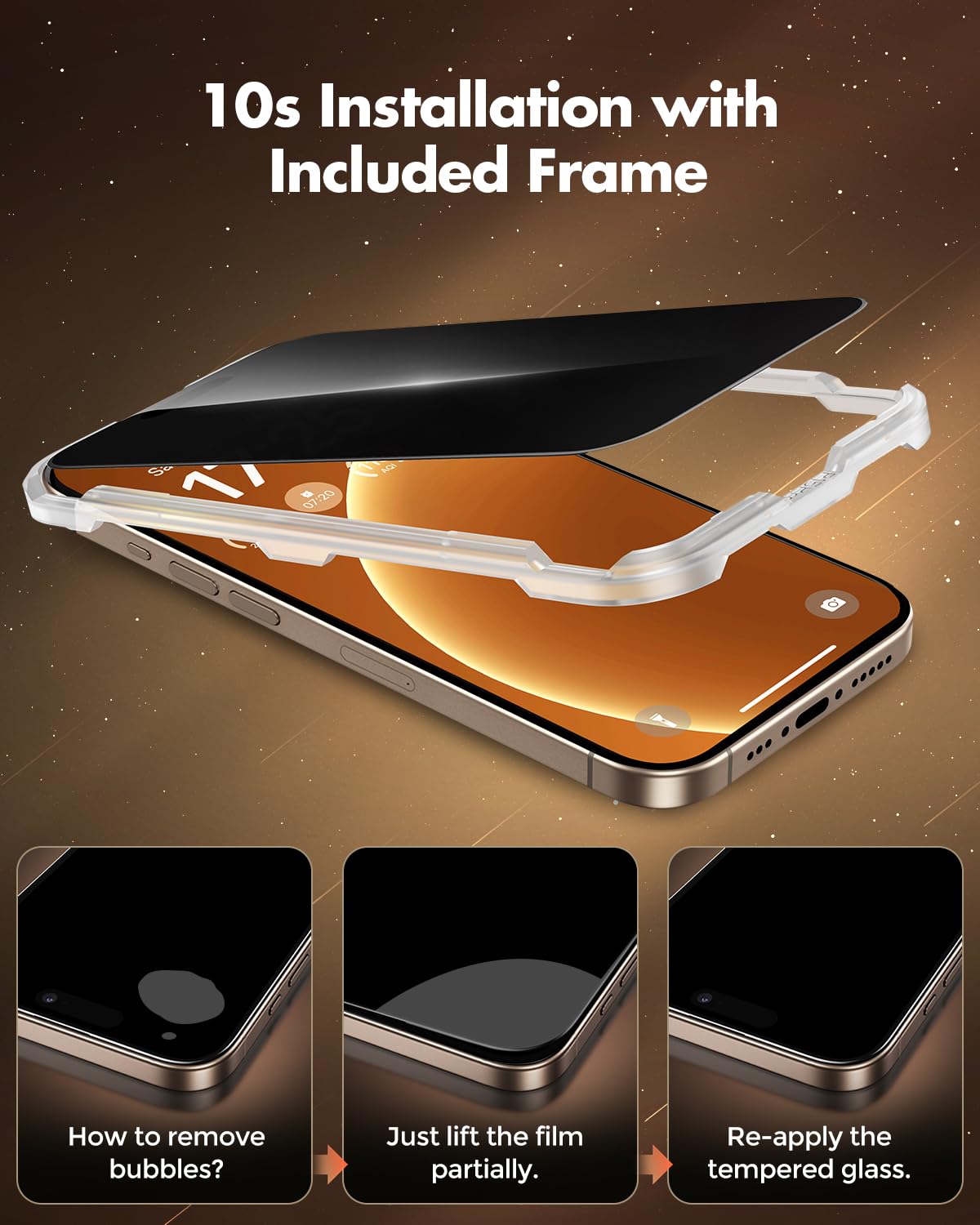UNBREAKcable Privacy Screen Protector for iPhone 16 Pro Max, Full Coverage