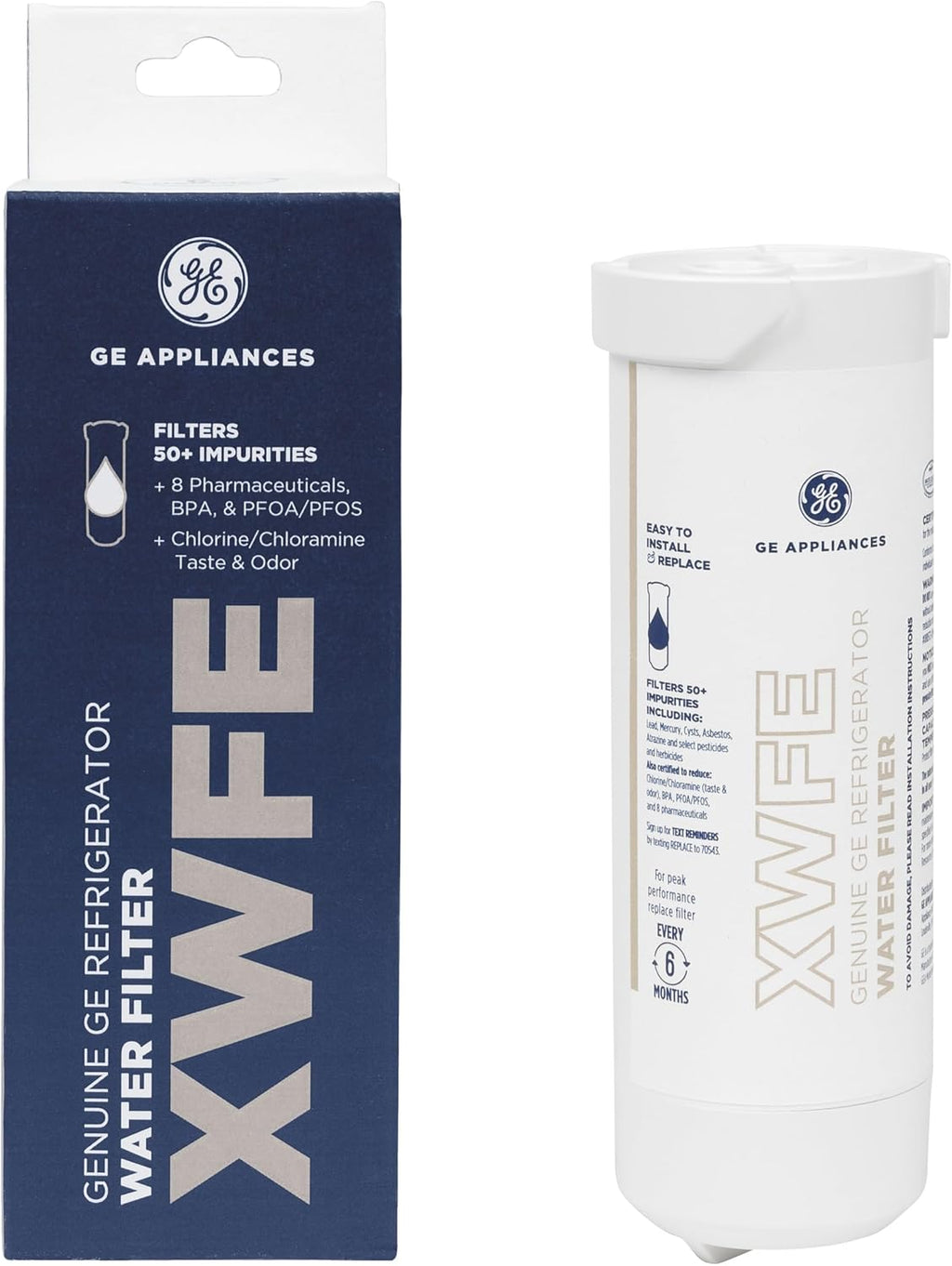 GE XWFE™ Refrigerator Water Filter, Genuine Filter, Guaranteed Fit, 1-pack