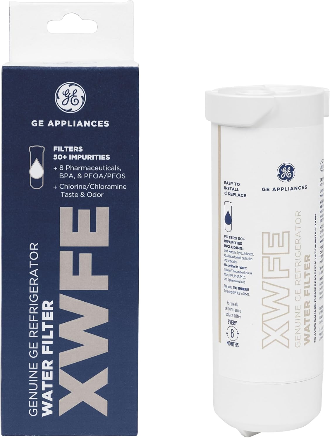 GE XWFE™ Refrigerator Water Filter, Genuine Filter, Guaranteed Fit, 1-pack