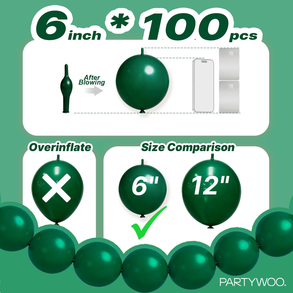 PartyWoo Metallic Gold Linking Balloons 100pcs 6 Inch Gold Link Balloons