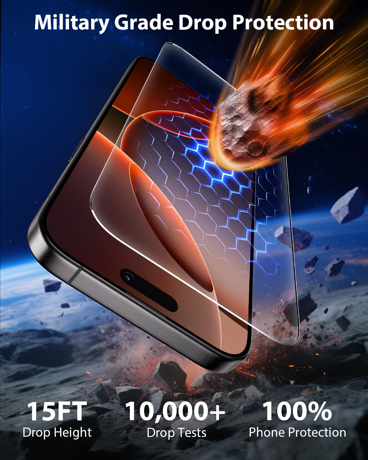 Mkeke Screen Protector for iPhone 17 Pro, 3 Pack 9H+ Tempered Glass