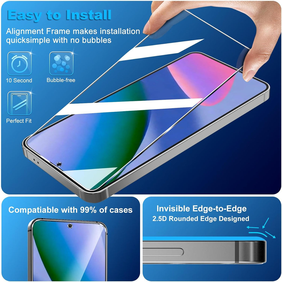 letosan 3 Pack for Google Pixel 11 Pro Screen Protector Tempered Glass + 3 Pack Camera Lens Protector, Military Grade Shatterproof, 9H Hardness, Fingerprint Unlock,Case Friendly 6.3 Inch