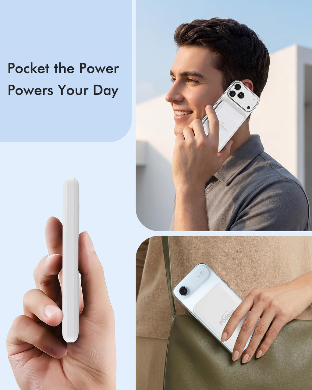 podoru for Magsafe Power Bank, 10000mAh Slim Magnetic Portable Charger