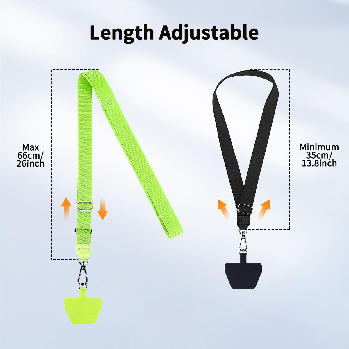 CACOE Phone Lanyard, Black+Gray, 2 Pack