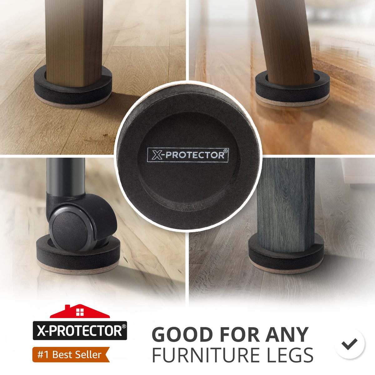 Felt Furniture Sliders for Hardwood Floors X-PROTECTOR 16 PCS 3 ½”