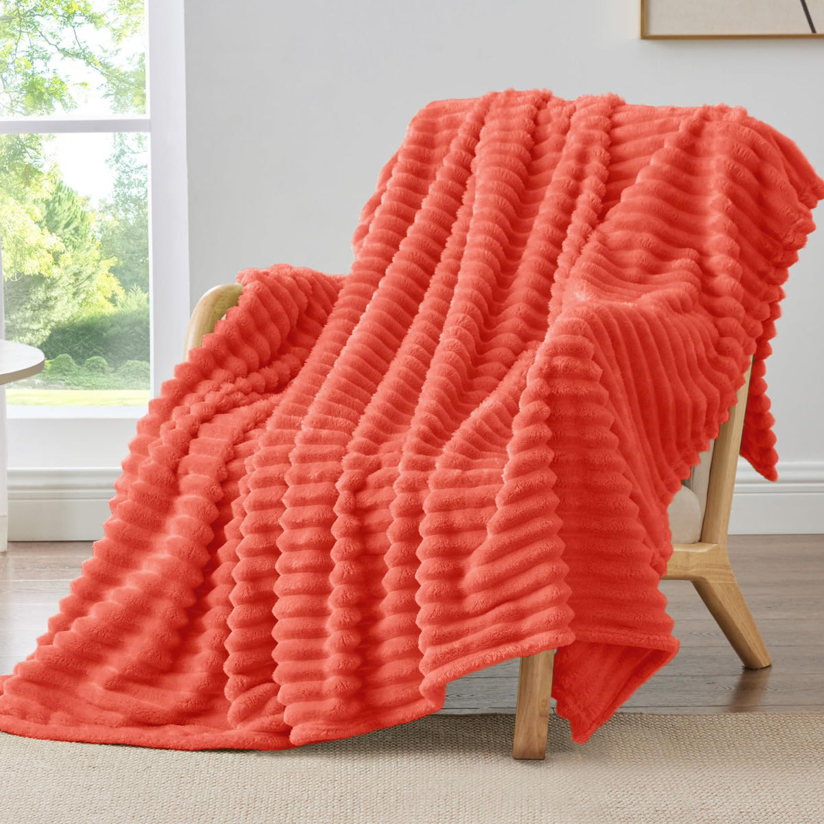 BEDELITE Ribbed Full Size Blanket for Bed, Olive Green, 84"x90"