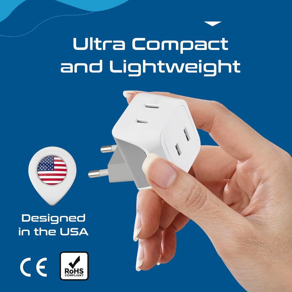 Ceptics 2 in 1 UK Adapters for Travel, Dual USA Input, Grounded, Pack of 3