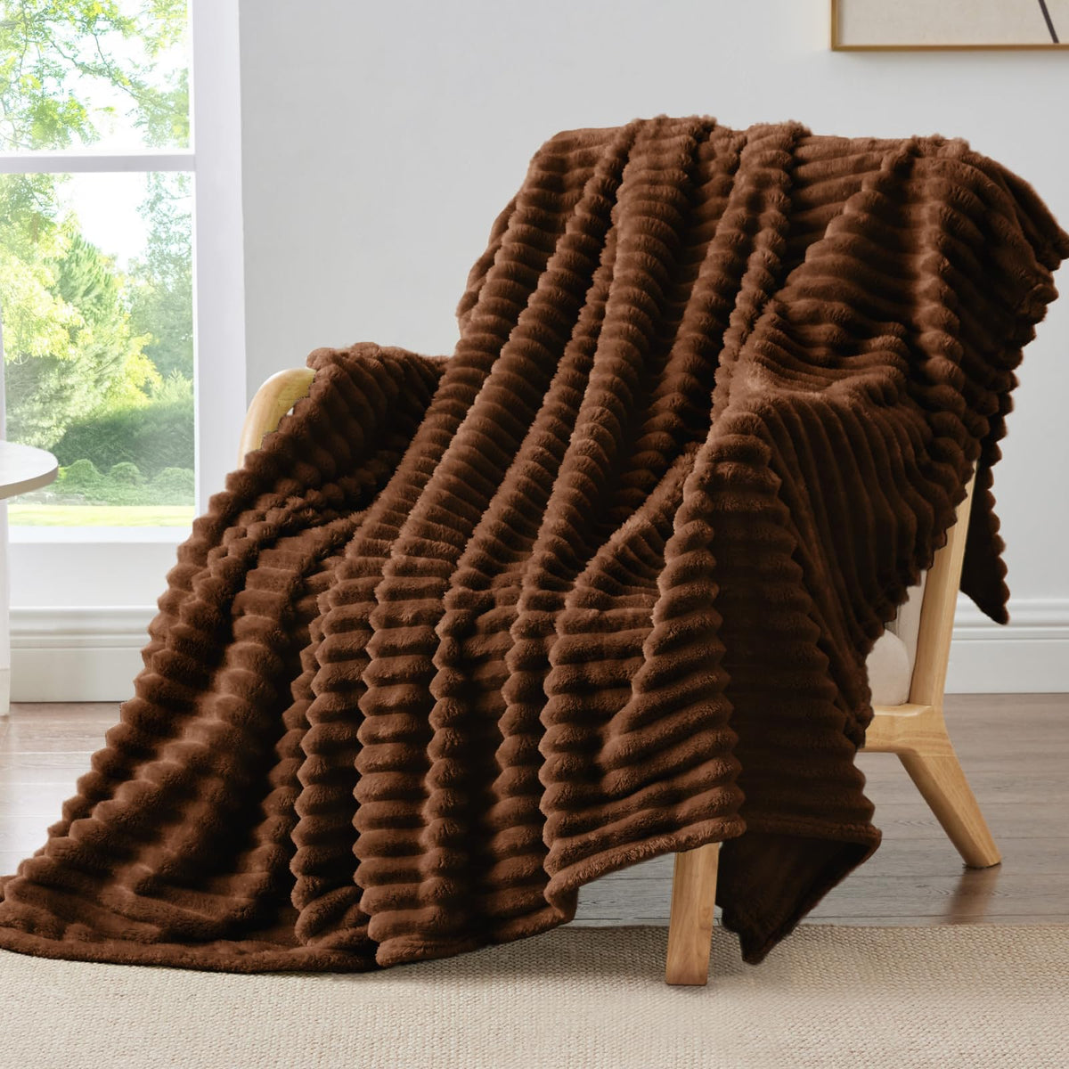 BEDELITE Ribbed Full Size Blanket for Bed, Olive Green, 84"x90"