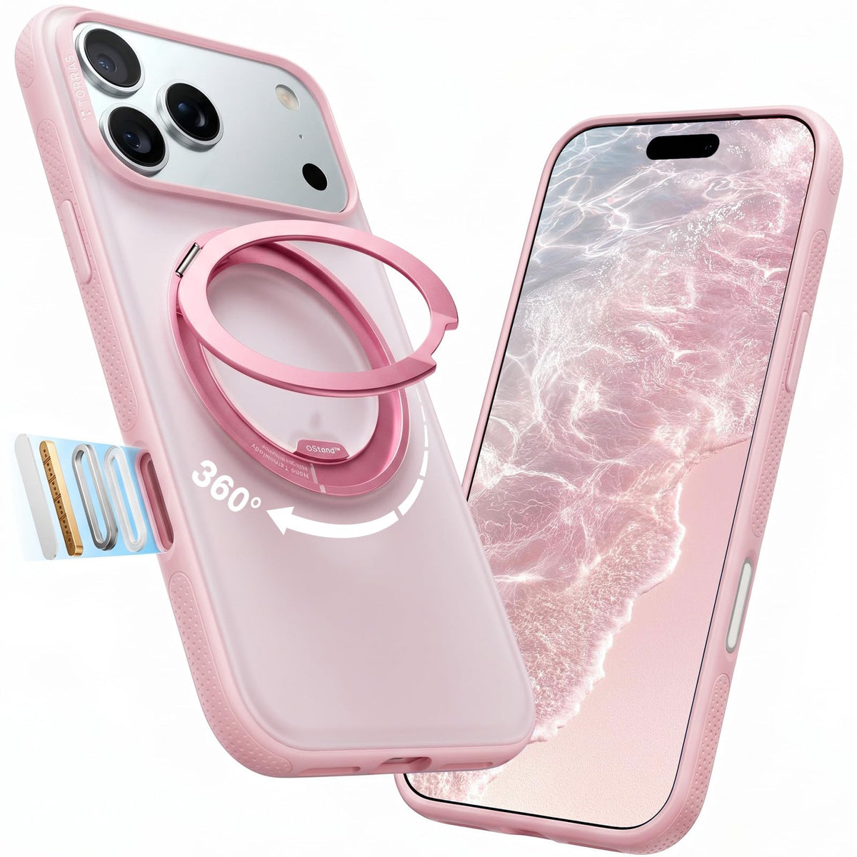 TORRAS 360 Magnetic Stand for iPhone 17 Pro Max Case, Clear
