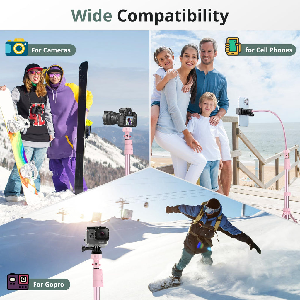 SENSYNE 62" Phone Tripod, Extendable Selfie Stick with Wireless Remote