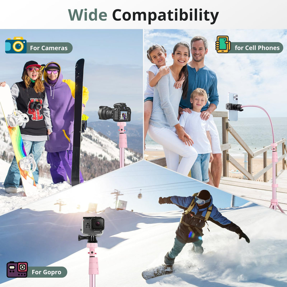 SENSYNE 62" Phone Tripod, Extendable Selfie Stick with Wireless Remote