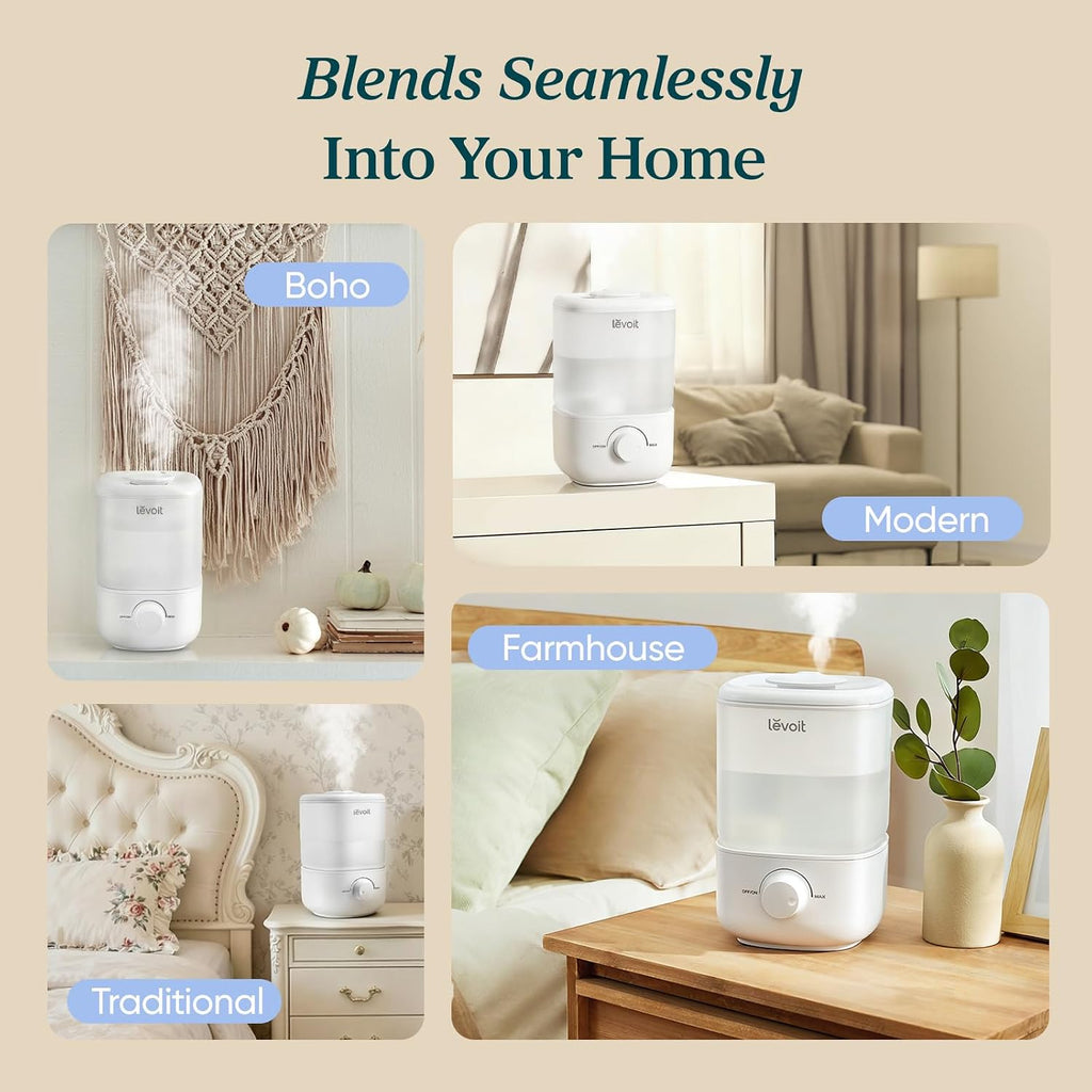 Levoit Top Fill Humidifiers for Bedroom, 2.5L Tank for Large Room, 25dB
