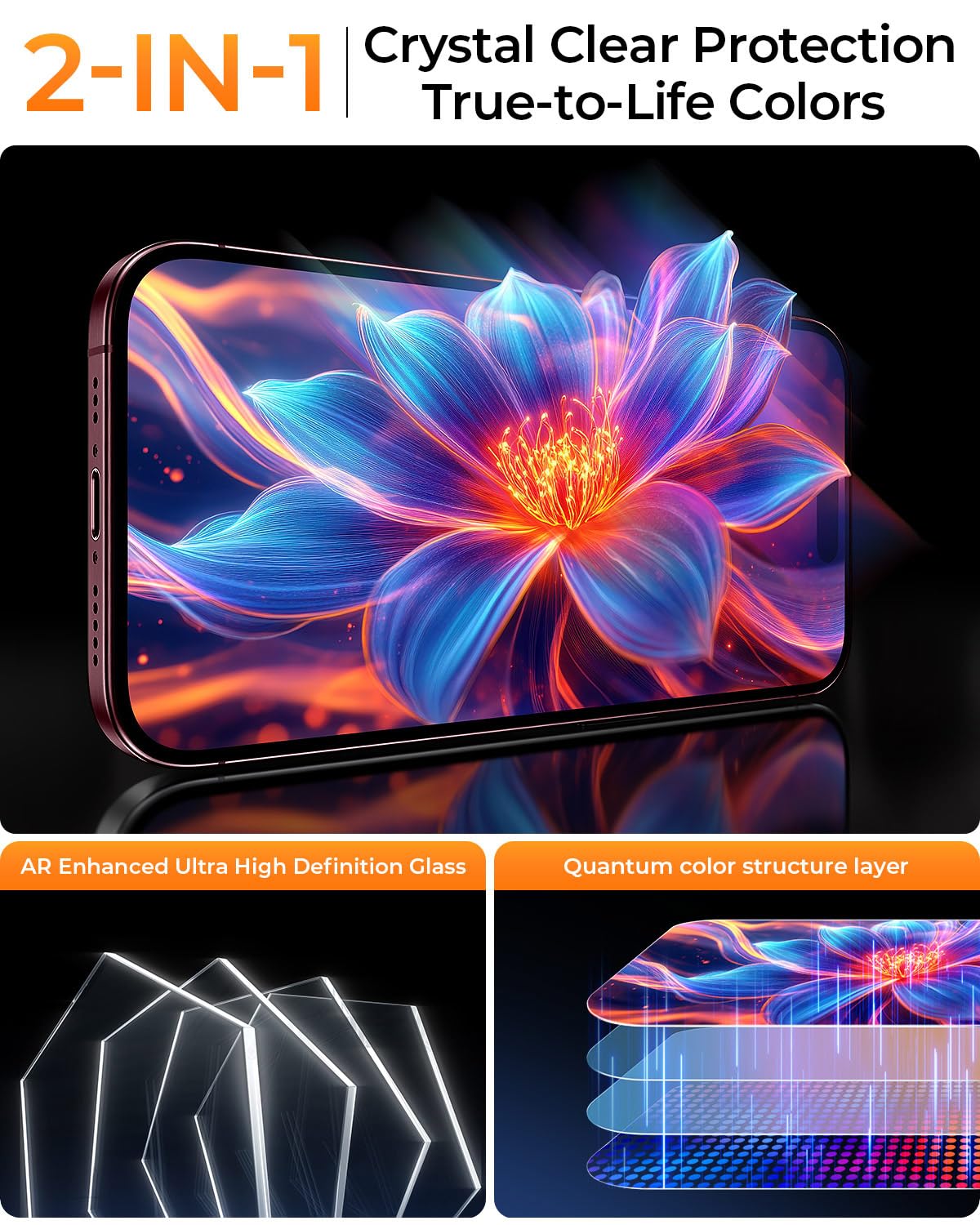 DIMONCOAT Top 9H++ Glass 2 Pack for iPhone 17 Pro Screen Protector 6.3''