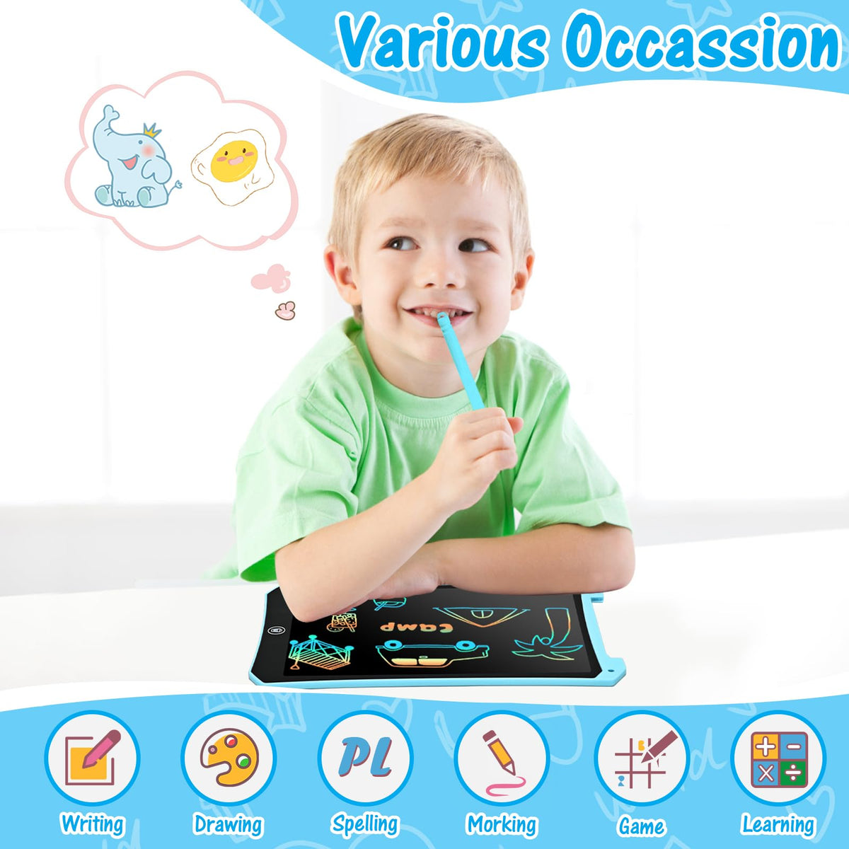 EooCoo Kids Travel Essential 12 Inch LCD Writing Tablet, 2 Pack