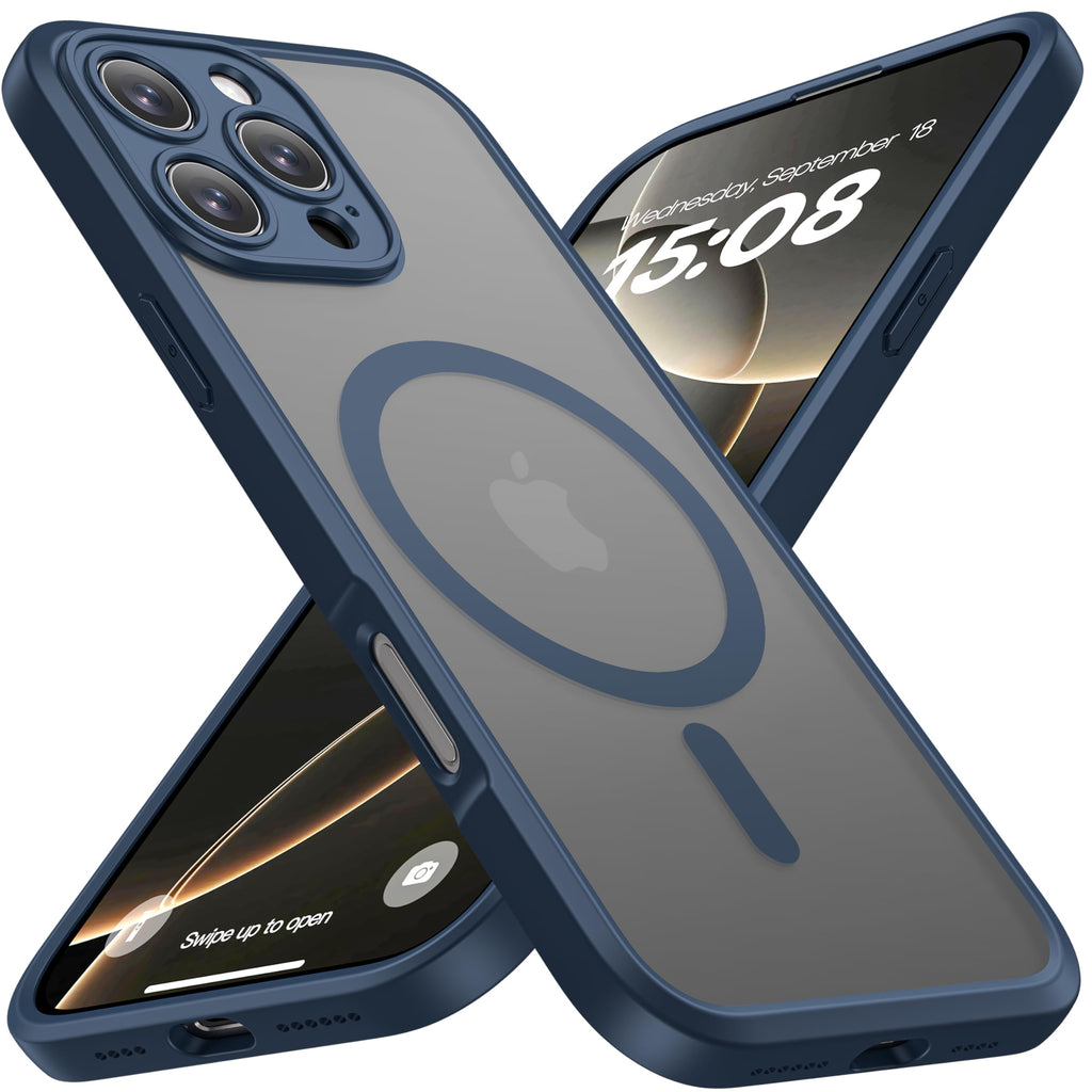 ImpactStrong Magnetic Guard Designed for iPhone 13 Case [Camera Protection] [Military Grade Drop Tested] [Compatible with MagSafe] Slim Translucent Matte Phone Case (6.1") - Black