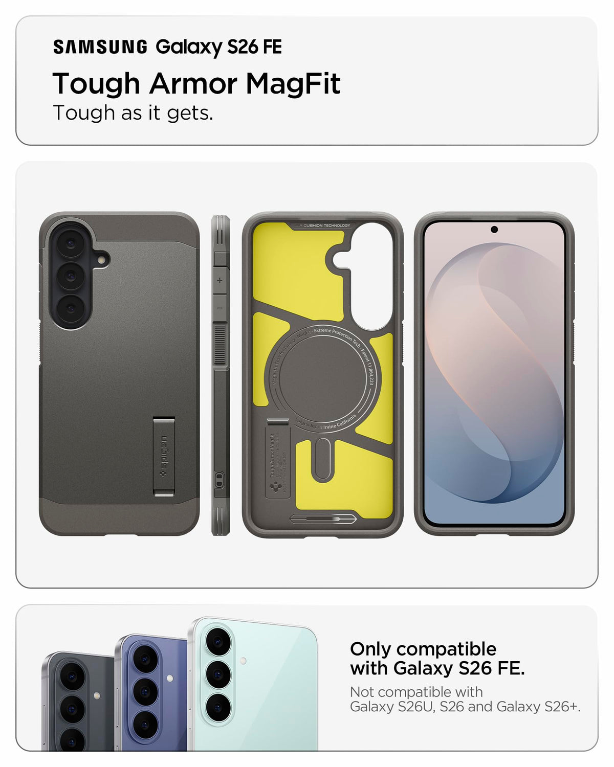 Spigen for Galaxy S25 Plus Case, Tough Armor MagFit [Kickstand] [Compatible with MagSafe] [Military-Grade Protection] - Black
