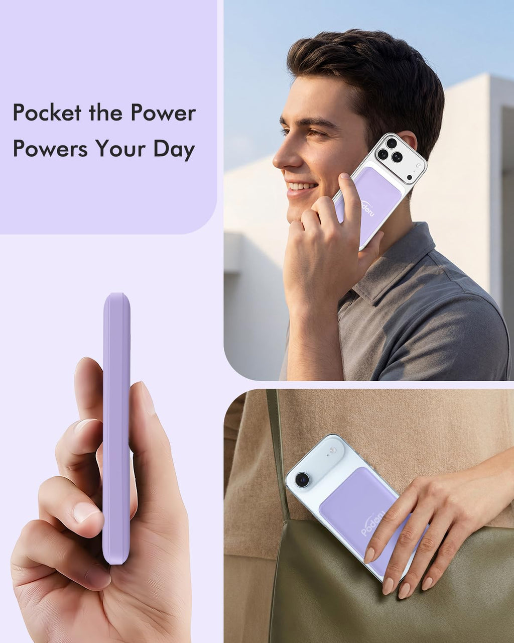 podoru for Magsafe Power Bank, 10000mAh Slim Magnetic Portable Charger