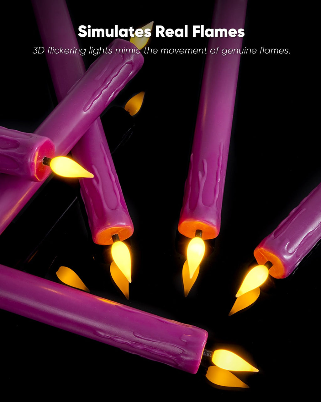 Homemory 6 Pcs Real Wax Ghost Flameless Taper Candles, 3D Wick Flickering Led Candlesticks 9.6 Inch Battery Operated with Remote & Timer, Spooky Halloween Gothic Indoor Decor