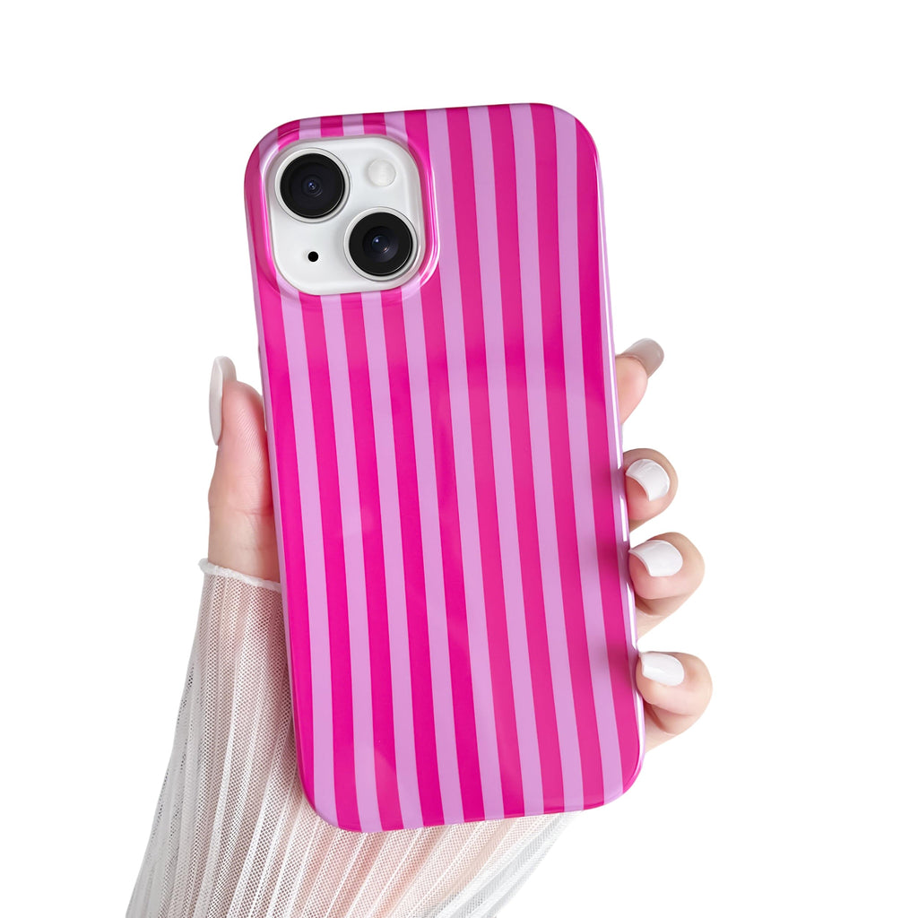 Yeddabox for iPhone 15 Pro Case Cute Striped Phone Case Soft TPU Slim Shockproof Phone Cover for Women Girls, Green and Blue
