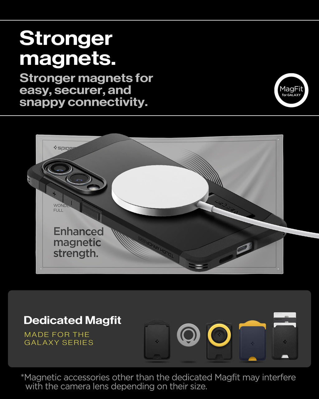 Spigen for Galaxy S25 Plus Case, Tough Armor MagFit [Kickstand] [Compatible with MagSafe] [Military-Grade Protection] - Black