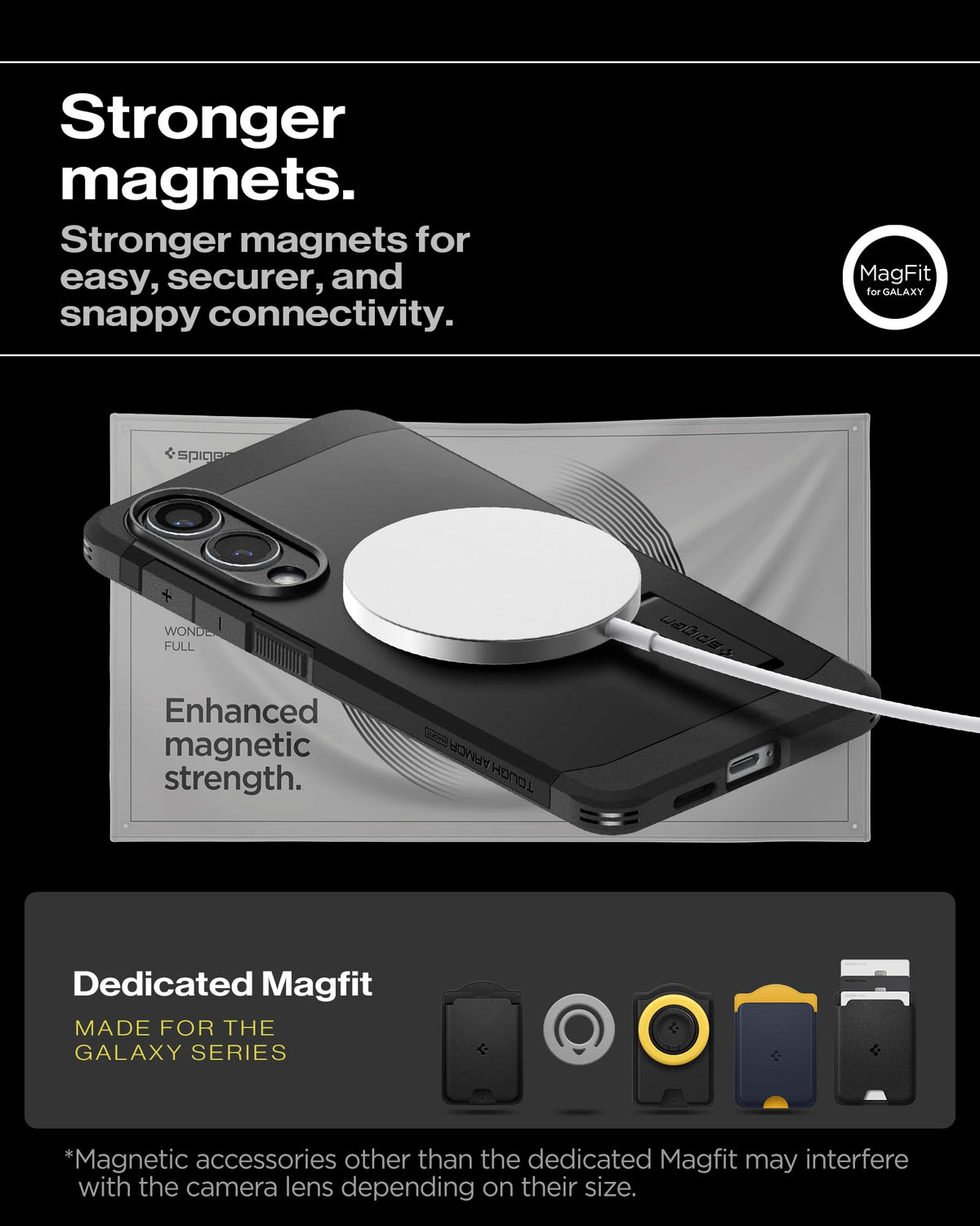 Spigen for Galaxy S25 Plus Case, Tough Armor MagFit [Kickstand] [Compatible with MagSafe] [Military-Grade Protection] - Black