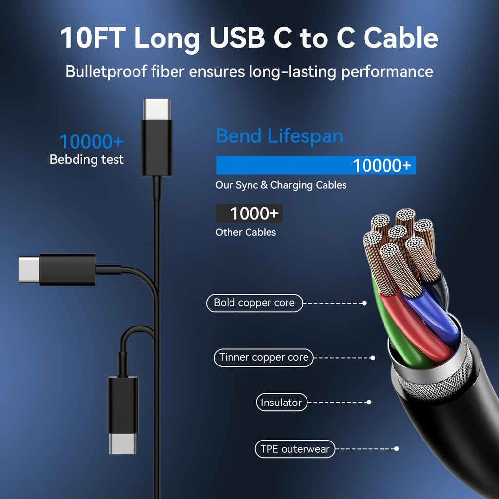 iPhone 18 17 16 15 Charger Fast Charging Type C Chargers USB C Cable 10FT