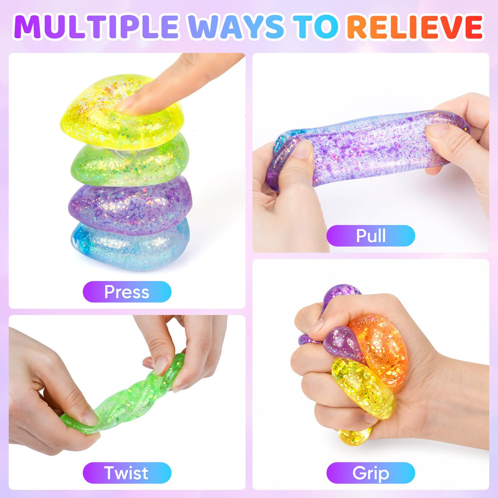 VESPRO 12Pack Fidget Toys Squishy ，Cute Bear Squeeze Ball