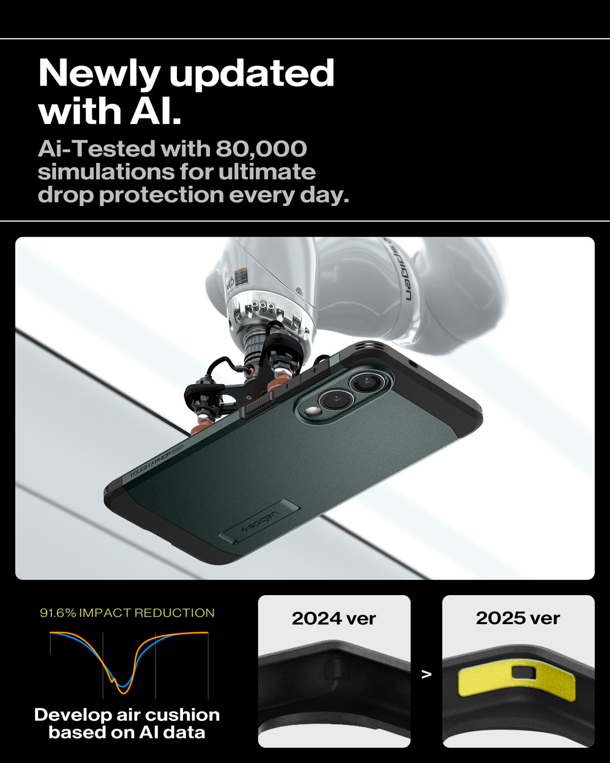 Spigen for Galaxy S25 Plus Case, Tough Armor MagFit [Kickstand] [Compatible with MagSafe] [Military-Grade Protection] - Black