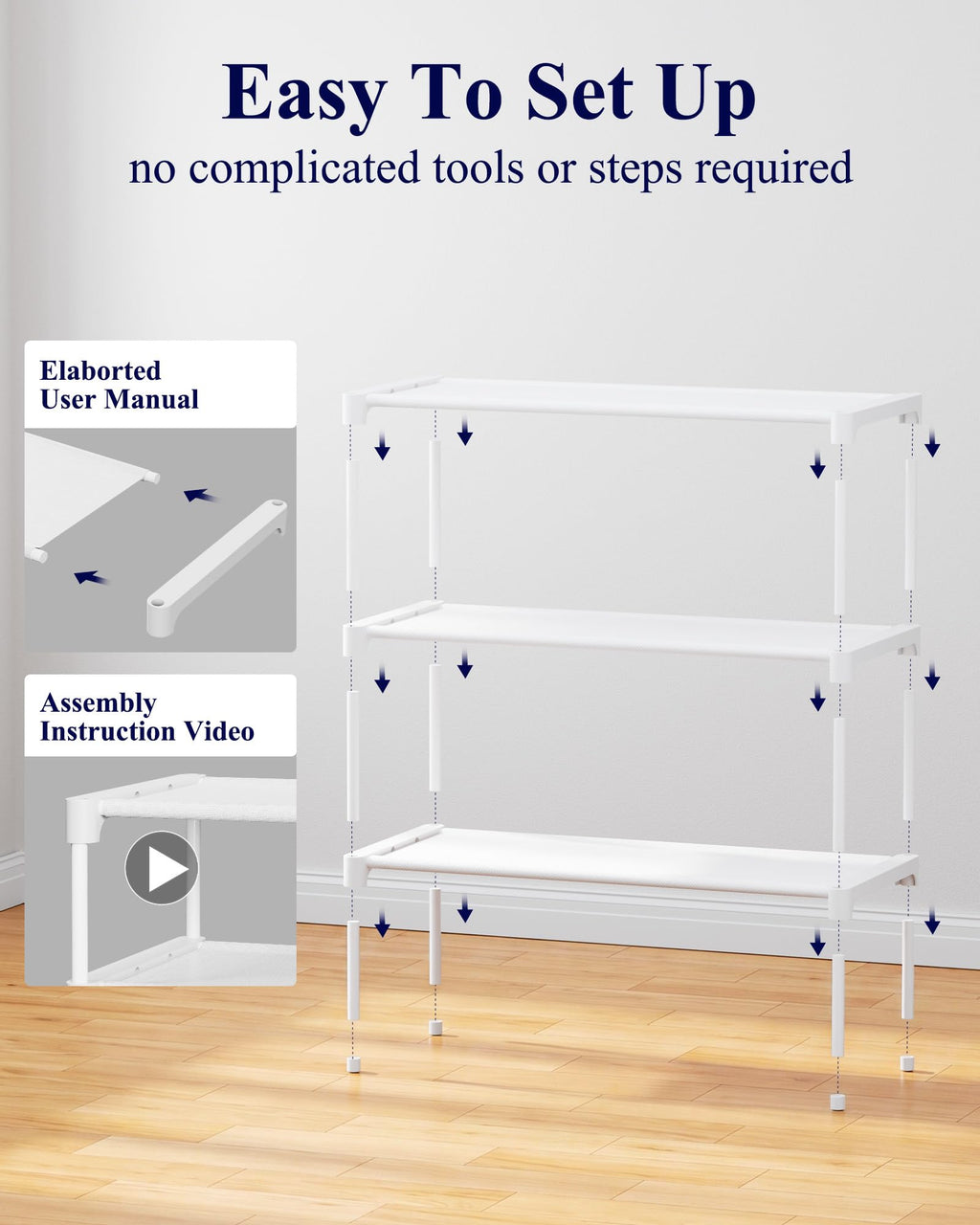 Kitsure Shoe Rack - Non-Woven Shoe Rack Shelf, Shoe Organizer for Closet, Entryway, Garage & Corridor, Stackable Shoe Shelves, 27.5" Wide - 2 Tier, Black