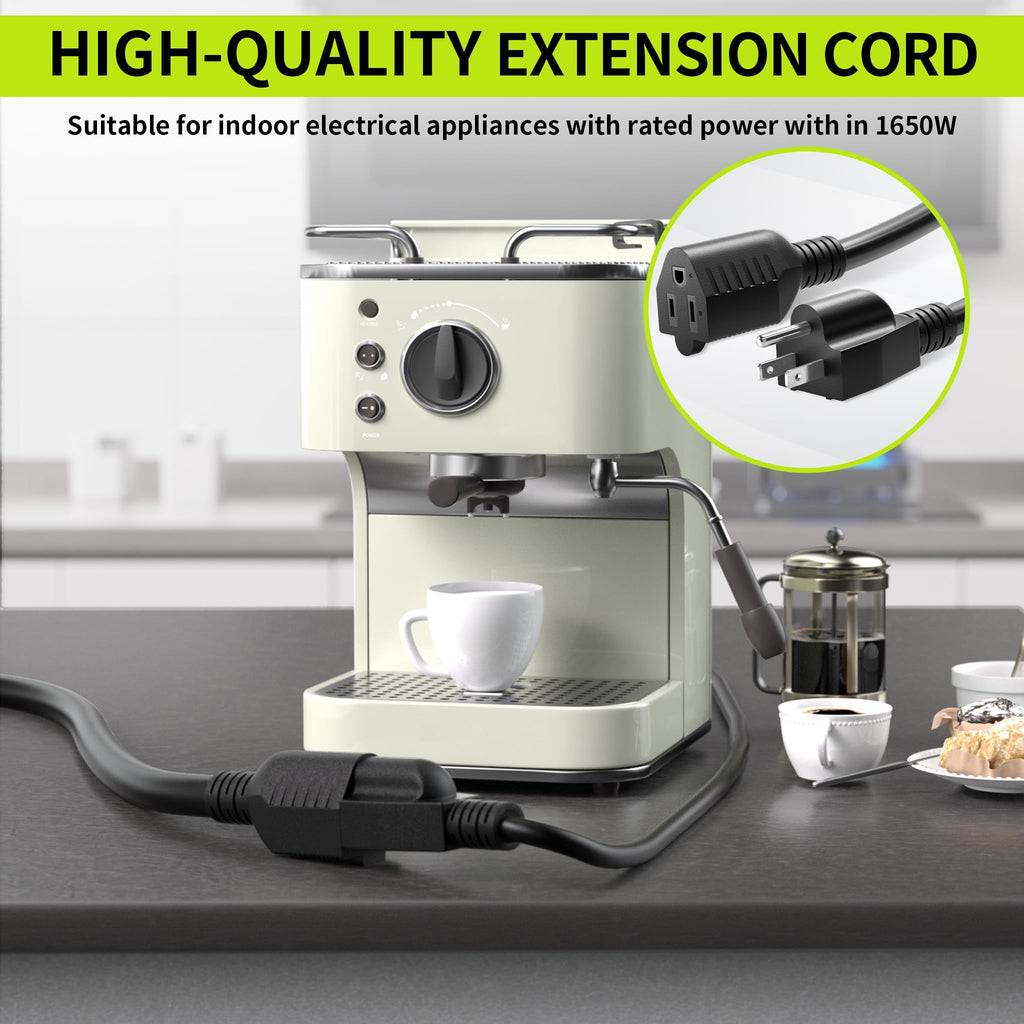 16/3 Black Extension Cord 6 FT Indoor, Short Extension Cord