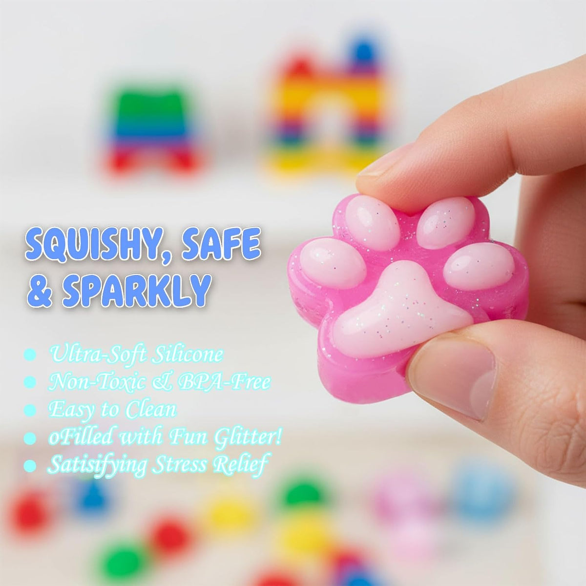 Stress Relief Toy Taba Cat Paw Toys, 24Packs Mini Squeeze Toy Paw, Handmade Soft Cute Sensory Toys, Bouncy Stretchable Springy Relaxation Toys for Children Gifts
