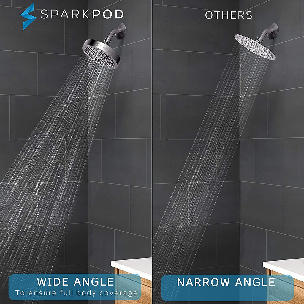 SparkPod Rain Shower Head, 6 Inch Round, Luxury Polished Chrome Finish