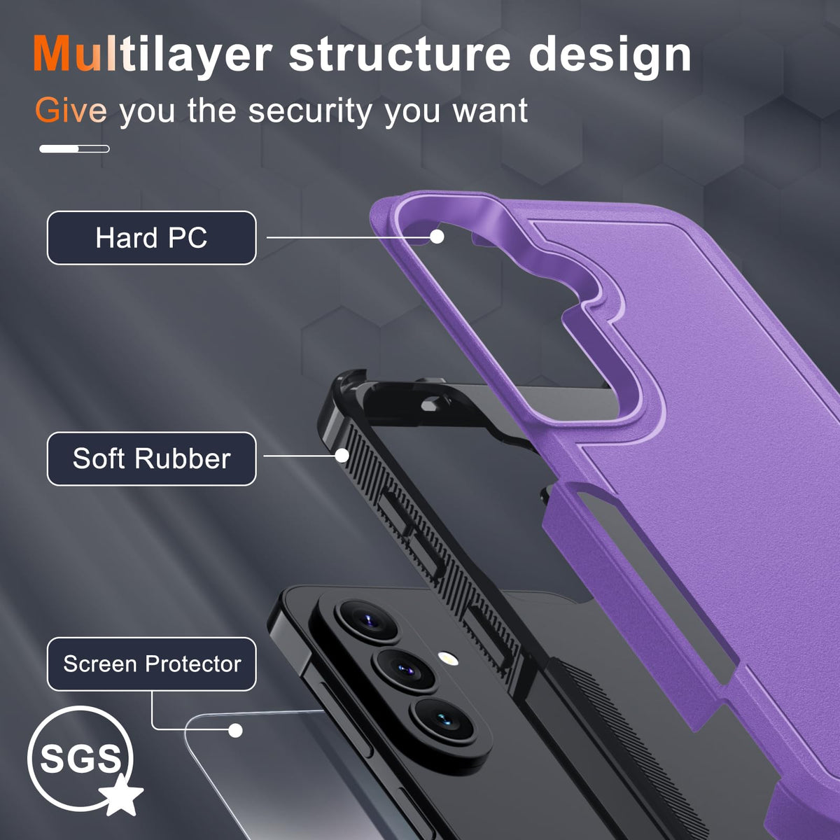 Case for Samsung Galaxy A36/A56/A27,Full Body Heavy Duty Cover,Black Matte