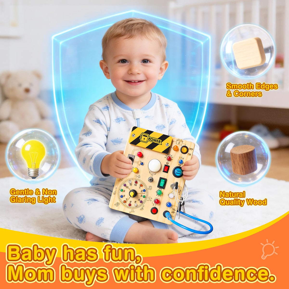 Grarain Busy Board for Toddlers - Montessori Educational Toy for 1-3 Year Old Boys & Girls | Travel-Friendly Sensory Learning Activity | Ideal for Kids with Autism(Unicorn Busy Board v2)