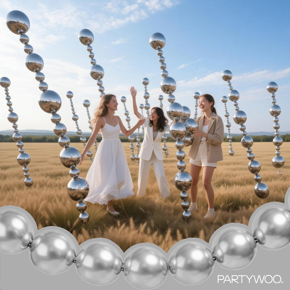 PartyWoo Metallic Gold Linking Balloons 100pcs 6 Inch Gold Link Balloons
