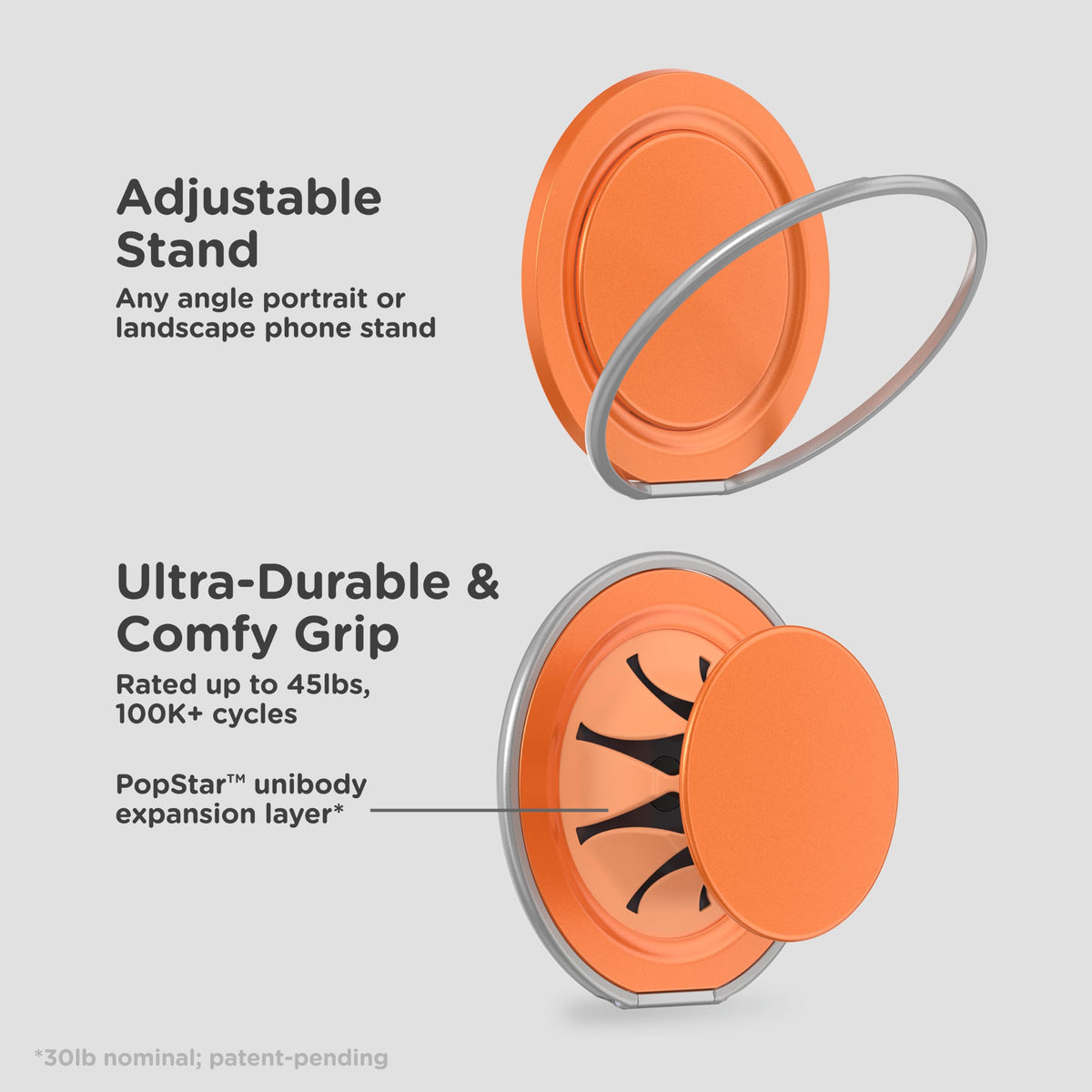 PopSockets Low-Pro Grip for MagSafe, Thin Profile- Gunmetal