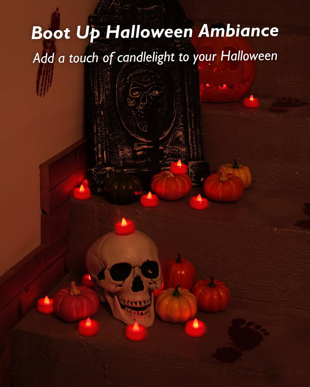 merrynights LED Candles, Tea Lights Candles Battery Operated Bulk, 24-Pack Long-Lasting 200 Hours Flameless Tealight Candles, Realistic Tea Lights for Halloween Christmas Wedding, 1.5'' D X 1.25'' H