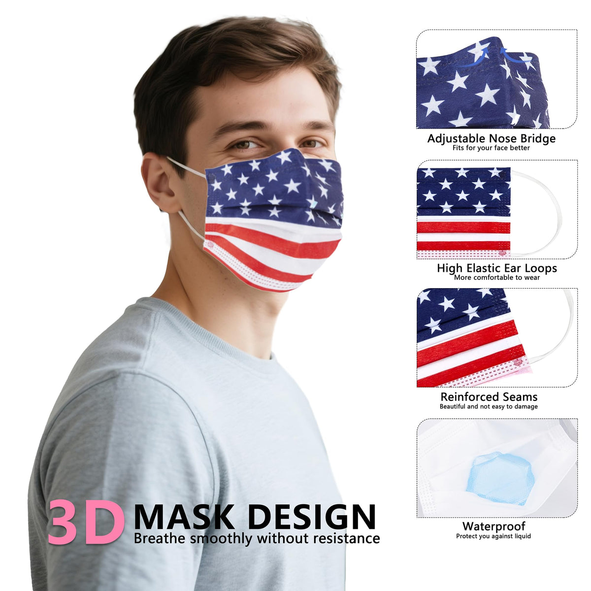 akgk KN95 Face Mask 50 PCS, Breathable Protection Masks, 5-Ply KN95 Black Masks, Cup Dust Safety Masks