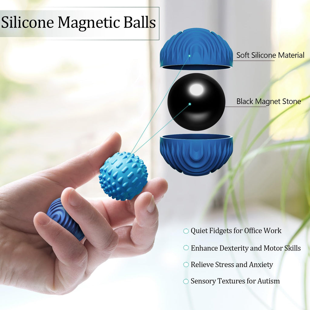 luckdoor Silicone Magnetic Balls Fidget Toys for Adults & Teens,8PCS Stress Relief Sensory Toys for Autism ADHD Anxiety,Fun Textures Gadgets,Office Desk Toy,Stocking Stuffers for Men Women Teen Gifts