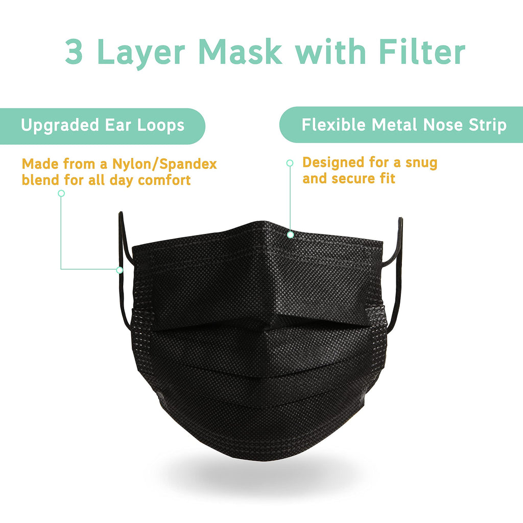 akgk KN95 Face Mask 50 PCS, Breathable Protection Masks, 5-Ply KN95 Black Masks, Cup Dust Safety Masks