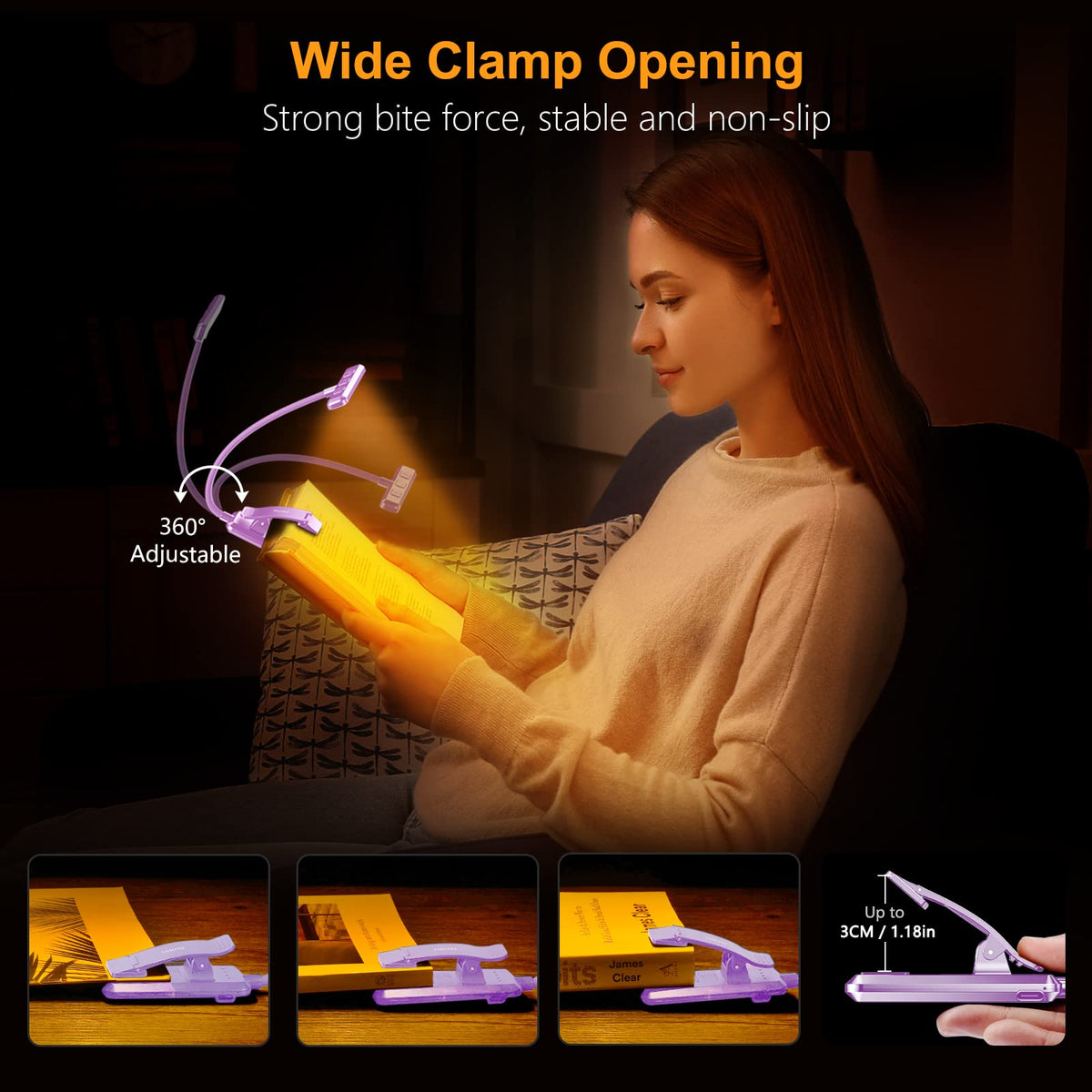 Gritin 19 LED Rechargeable Book Light for Reading in Bed