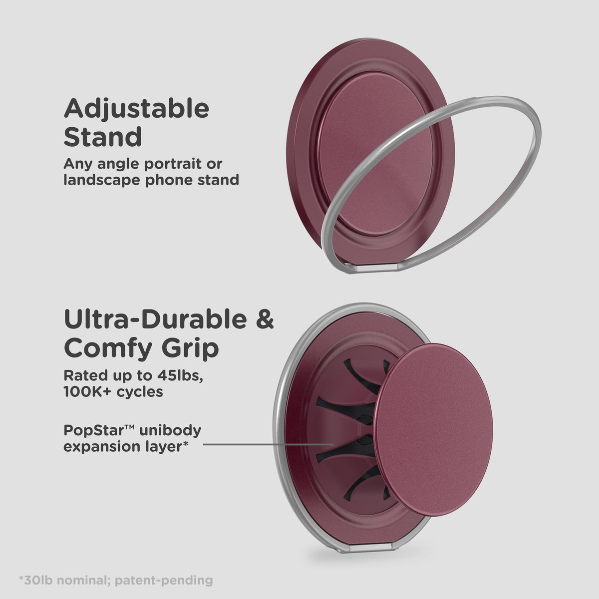 PopSockets Low-Pro Grip for MagSafe, Thin Profile- Gunmetal