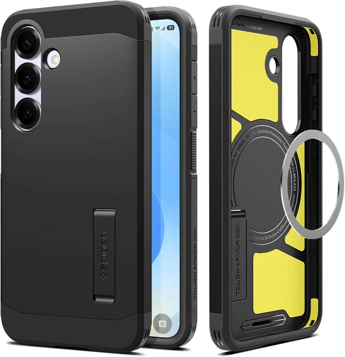 Spigen for Galaxy S25 Plus Case, Tough Armor MagFit [Kickstand] [Compatible with MagSafe] [Military-Grade Protection] - Black