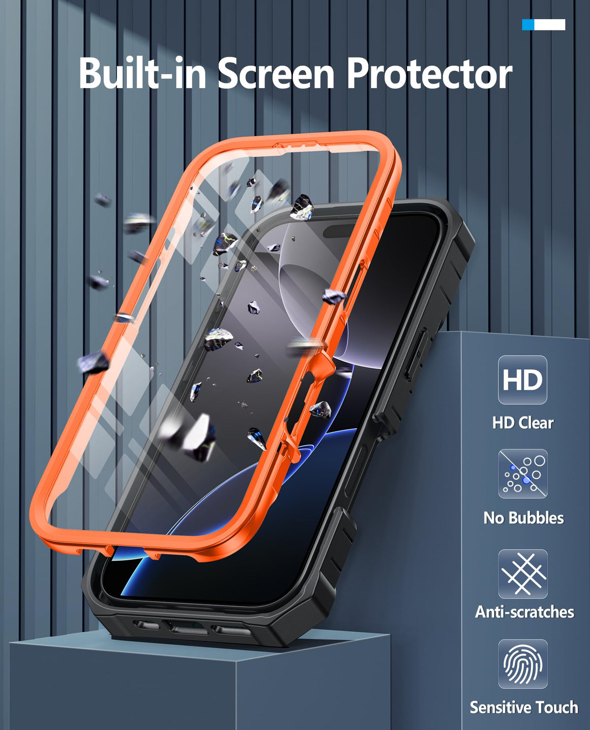 FNTCASE for iPhone 16 Case, with Belt Clip, with Built-in Screen Protector