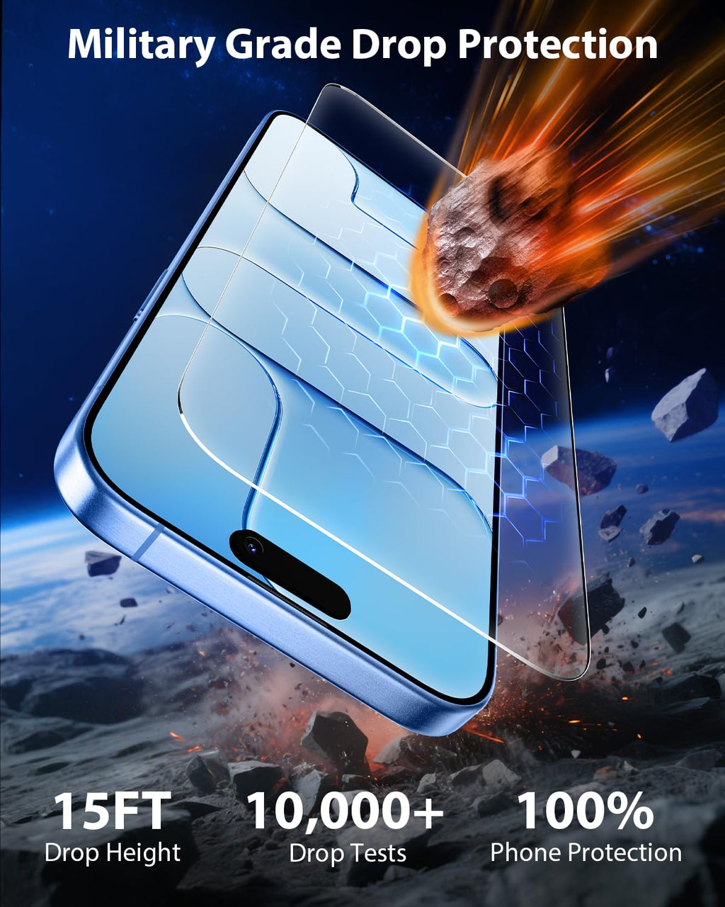 Mkeke Screen Protector for iPhone 17 Pro, 3 Pack 9H+ Tempered Glass