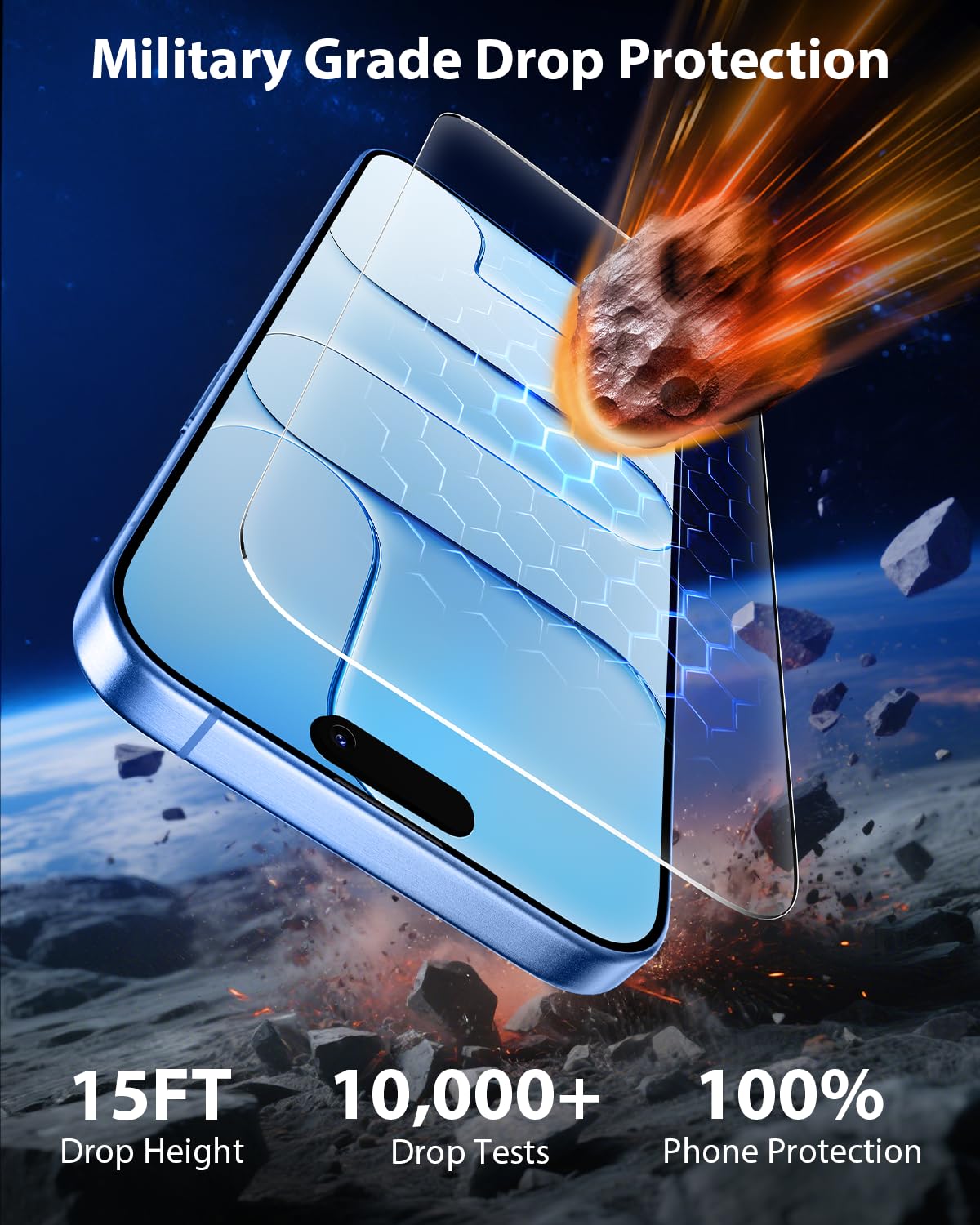 Mkeke Screen Protector for iPhone 17 Pro, 3 Pack 9H+ Tempered Glass