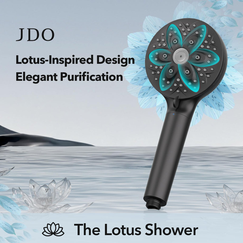 JDO High‑Pressure 6‑Setting Handheld Shower Head, 4.7 Inch Chrome Premium