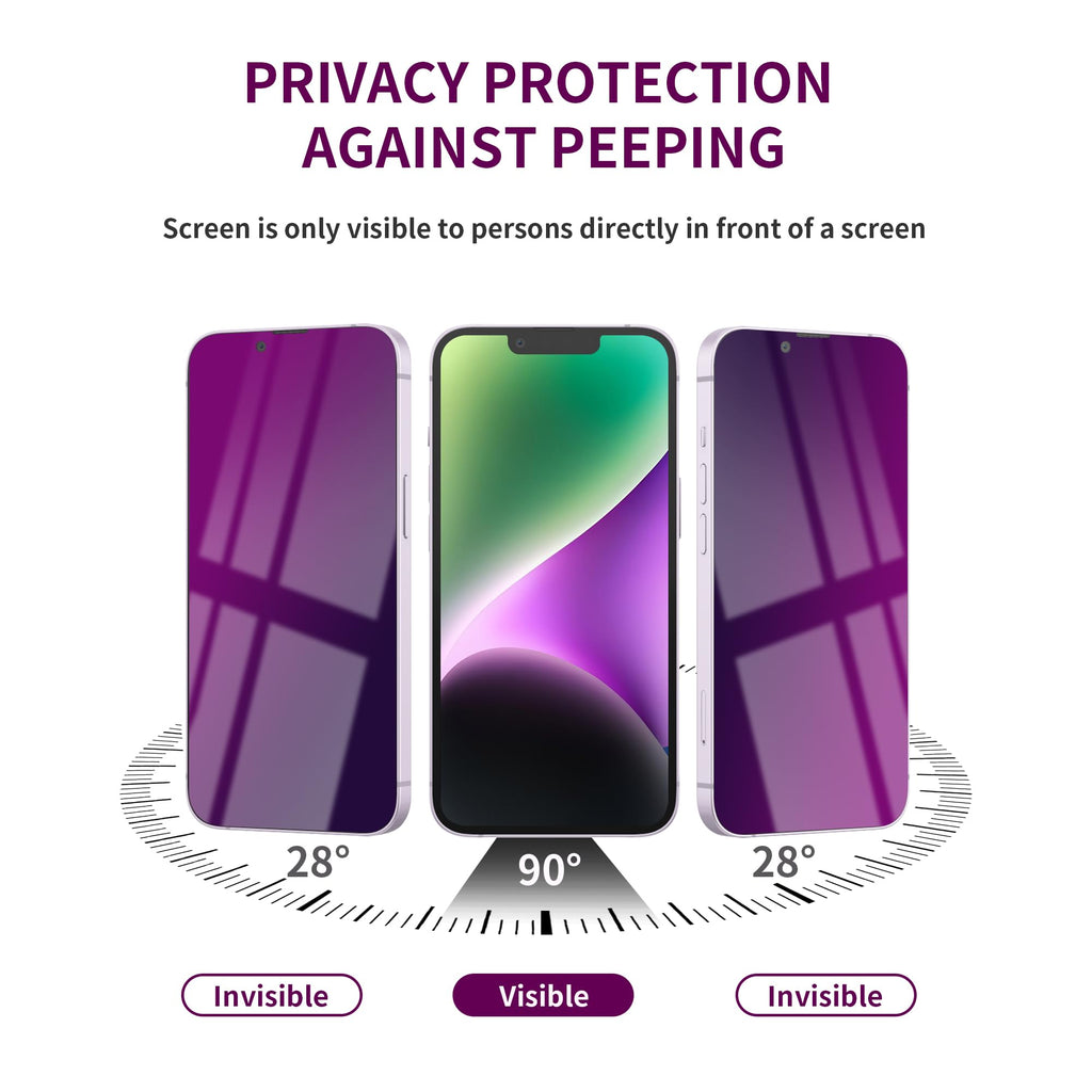 2 Pack Privacy Screen Protector for iPhone 14 Pro Max Purple