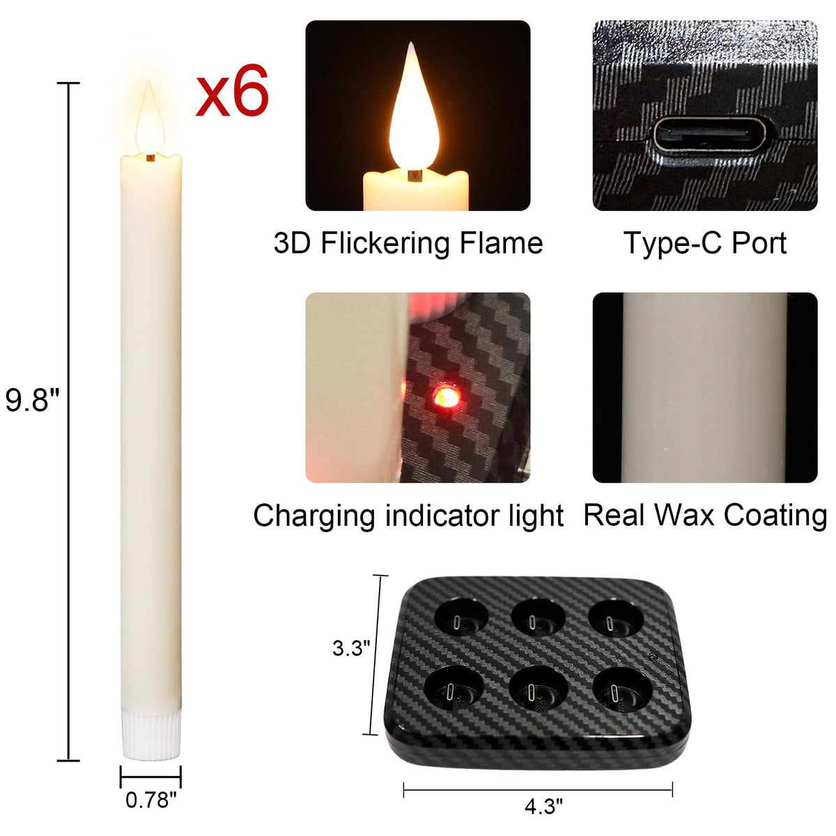 GenSwin 10.8" Flameless Floating Candles Wand Halloween Decorations